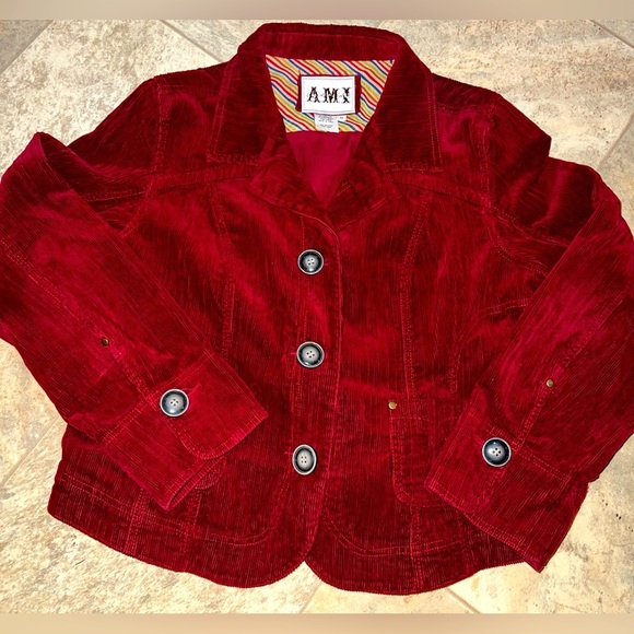 Vintage Jackets & Blazers - American Vintage A.m.i. Burgundy red corduroy button down jacket - XLarge